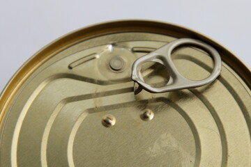 Broken Key for opening a tin can closeup, packaging canned food
