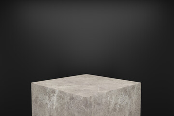 Brown marble Product Stand with black background. 3D Rendering

