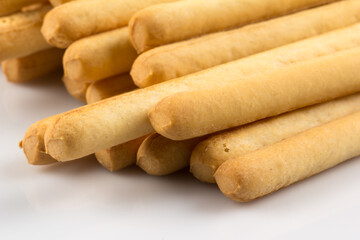 bread sticks on white background