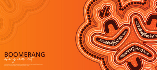 Aboriginal banner design with boomerang art