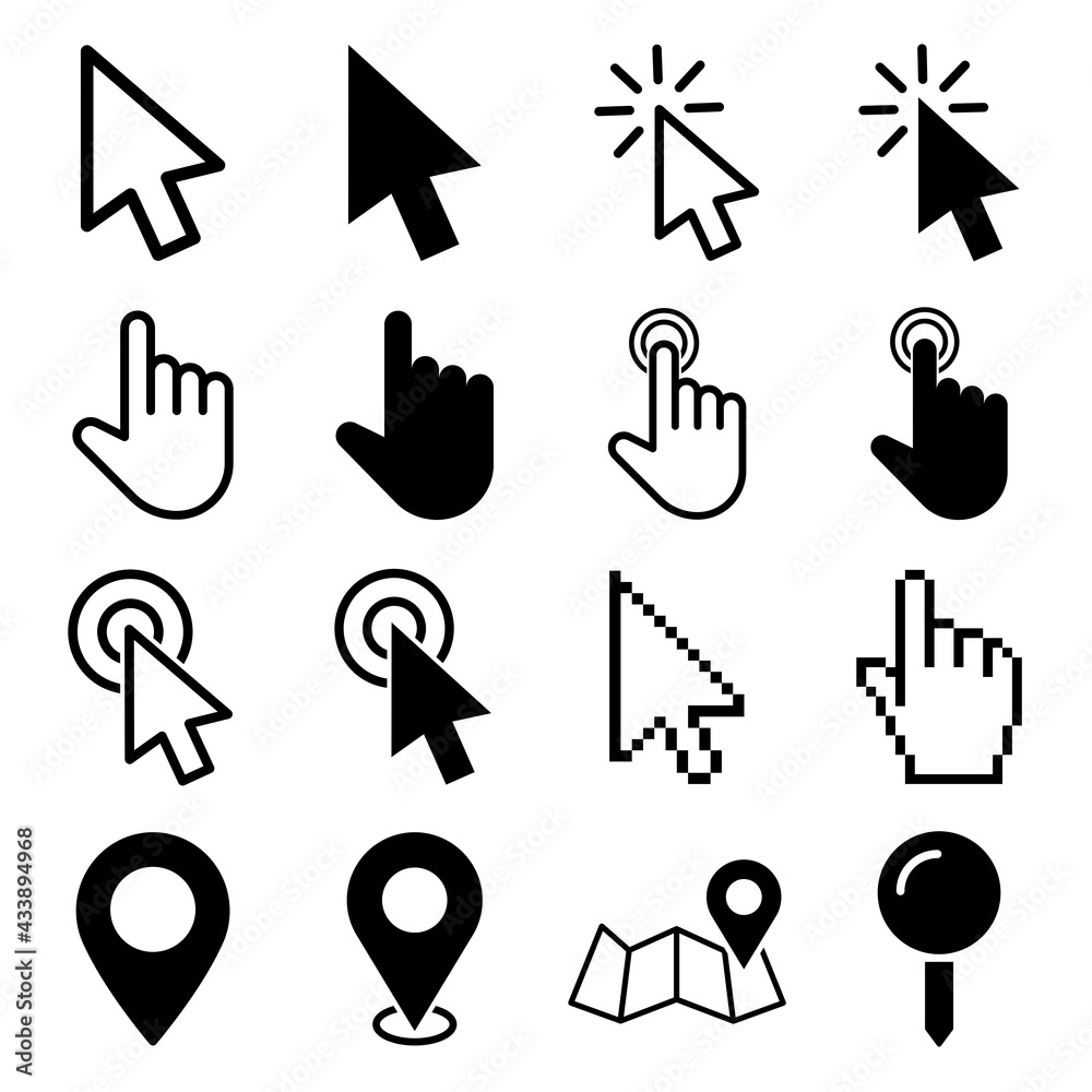 Aufkleber snvi11 setnewvectorillustration snvi - 16 black computer mouse click cursor icon . arrow hand pointe
