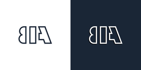 Abstract line art initial letters BA logo.
