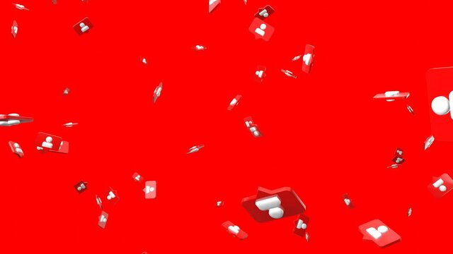 Social media follow icon on red background.
Loop able abstract animation.

