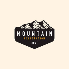 Mountain Adventure and Outdoor Vintage Logo Template. Badge or Emblem Style. Vector Illustration