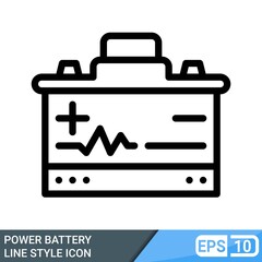 power battery icon in line style. vector illustration isolated on white background. color can be edit. EPS 10