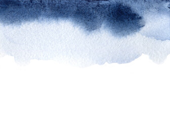 Gradient with Indigo, Blue color. Abstract blue ink, watercolor wash painting. Grunge texture.  Space for your text, cards, invitations, web.