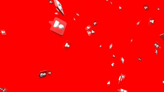 Social media follow icon on red background.
Loop able abstract animation.

