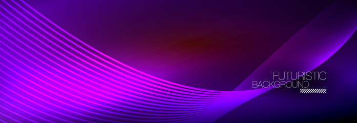 Abstract neon glowing light in the dark with waves. Shiny magic energy and motion concept, vector abstract wallpaper background