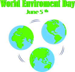 Vector illustration for World Environment Day with a globe.