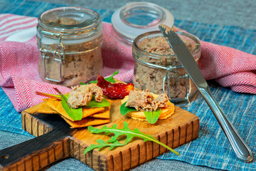 Delicious snack with meat pate