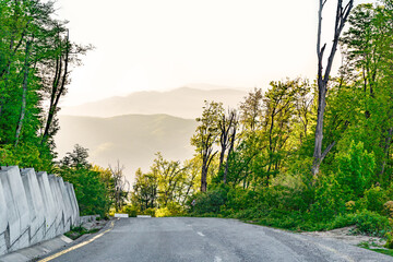 Steep descent on a mountain road