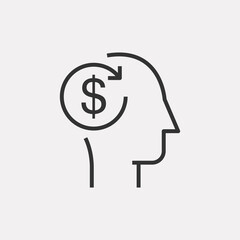 Money thoughts icon isolated on background. Business mind symbol modern, simple, vector, icon for website design, mobile app, ui. Vector Illustration