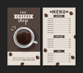 Coffee shop menu card design