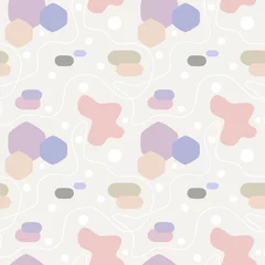 Wall murals Pastel Cute and modern style geometric shapes, purple hexagon, free forms, pastel color seamless pattern with soft background