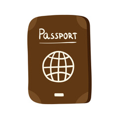 Passports template with card, document with simple globe icon. Tourist item, traveling concept. Colored isolated flat cartoon vector illustration.