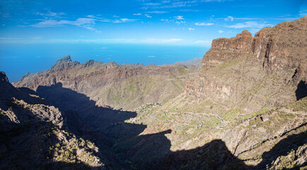 Tenerife highland and mountain peaks near Masca village on a sunny day in Spain