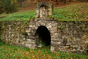 Lower Schopfer tunnel, UNESCO heritage object in Hordrusa Hamre village in the Žarnovica District, Banská Bystrica Region in Slovakia. Adit called "Dolna stolna Schopfer" in Jalsova valley in Slovakia