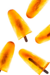 Natural Tea Flavour Popsicles on White Background. Summer Refreshing Delicious and Healthy Treat