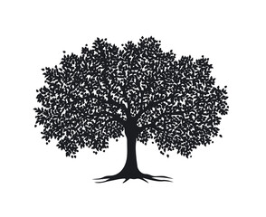 Black tree silhouette isolated vector illustration