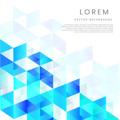 Template design abstract modern blue gradient triangles on white background with copy space for text.