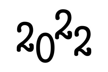 Continuous one line of a new year 2022 in silhouette. Linear stylized. Minimalist.