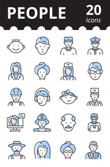 People avatar icon set. Outline icons collection. Line web symbols. Simple vector illustration.