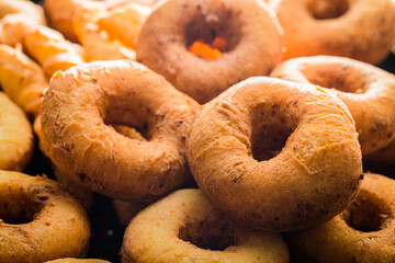 Homemade donuts freshly baked. Homemade pastries for Fat Thursday.
