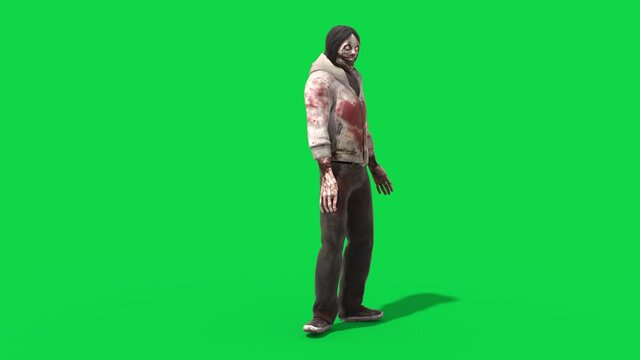 Monstrous Jeff The Killer Green Screen Turn 3D Rendering Animation