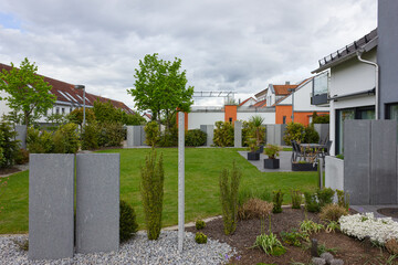 modern garden area of houses