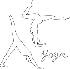 line art silhouette yoga poses hand drawn Illustration . Vector illustration