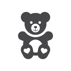 Fotobehang Teddy bear black vector icon. Kids and baby soft toy symbol. © Tsvetina