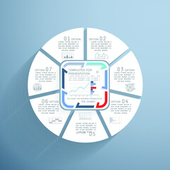 Template for cycle diagram and pie chart, steps or processes