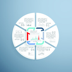 Template for cycle diagram and pie chart, steps or processes