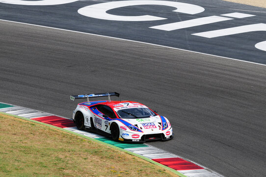 Mugello Circuit, Italy - July 15, 2017: Lamborghini Huracan GT3S Ombra S. Team driven by CASSARA' Marco - GENTILI Roberto, Campionato Italiano GT in Mugello Circuit.