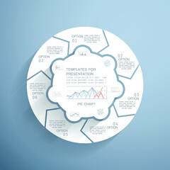 Template for cycle diagram and pie chart, steps or processes