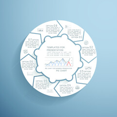 Template for cycle diagram and pie chart, steps or processes