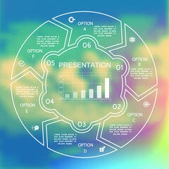 Template for cycle diagram and pie chart, steps or processes