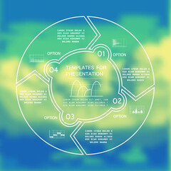 Template for cycle diagram and pie chart, steps or processes