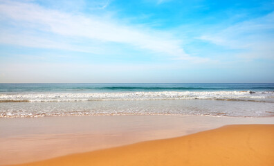 Fototapeta na wymiar Pristine sandy beach on a beautiful sunny day.