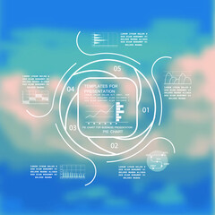 Template for cycle diagram and pie chart, steps or processes