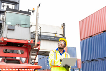 Import and Export concept. Container Shipping Logistics of import and export transportation industry.