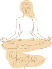 line art silhouette yoga poses hand drawn Illustration . Vector illustration
