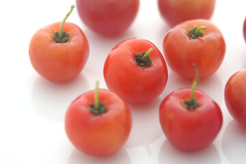 cherries on a white background