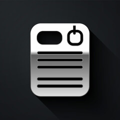 Fototapeta premium Silver Dossier folder icon isolated on black background. Long shadow style. Vector