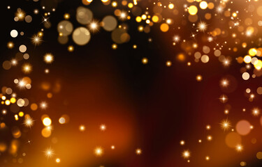 Fototapeta na wymiar elegant golden festive background with lights and stars