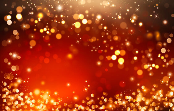elegant red festive background with golden lights and stars