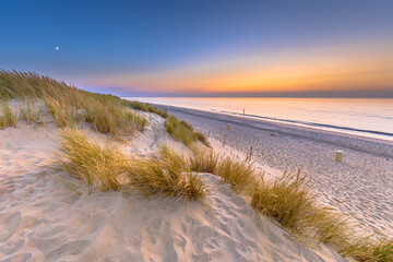 Coucher de soleil sur l& 39 océan depuis la dune en Zélande