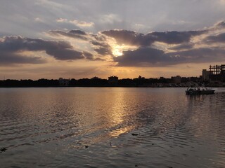 sunset on the lake - lake timsah, Ismailia, Egypt
