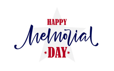 Vector illustration: Lettering composition of Happy Memorial Day on white background
