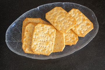 Crackers on a plate as appetizer